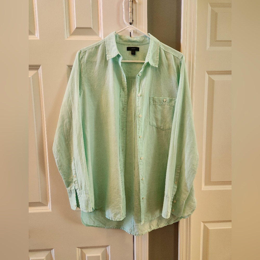 J. Crew Mint Green Button-Down Shirt - Size 12